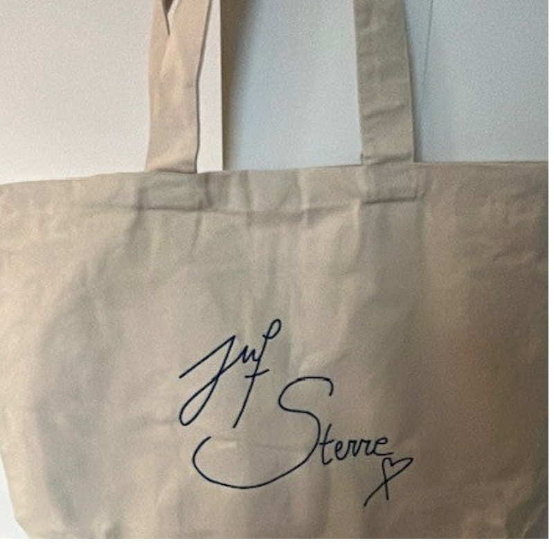 shopper van katoen met grote tekst of tekening